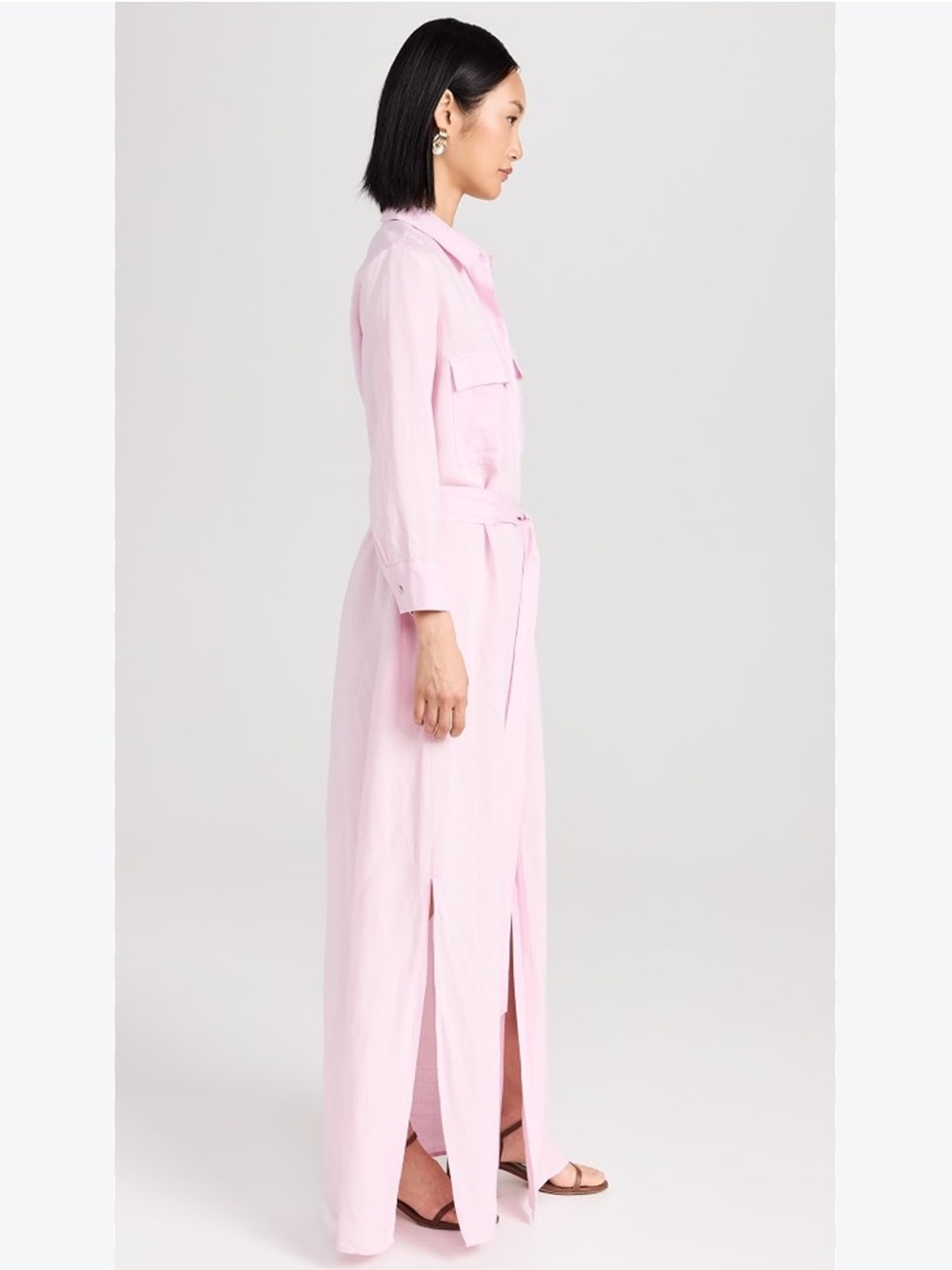 L'AGENCE Cameron Long Shirt Dress Lilac Snow size Small - Picture 2 of 9